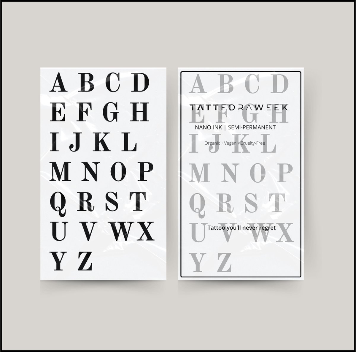 Tijdelijke tattoo letters | Neptattoo volwassenen | Tijdelijke tattoo voor volwassenen | Temporary tattoo | Plaktattoos voor volwassenen | Neptattoos | Probeer zorgeloos een tattoo | tattforaweek